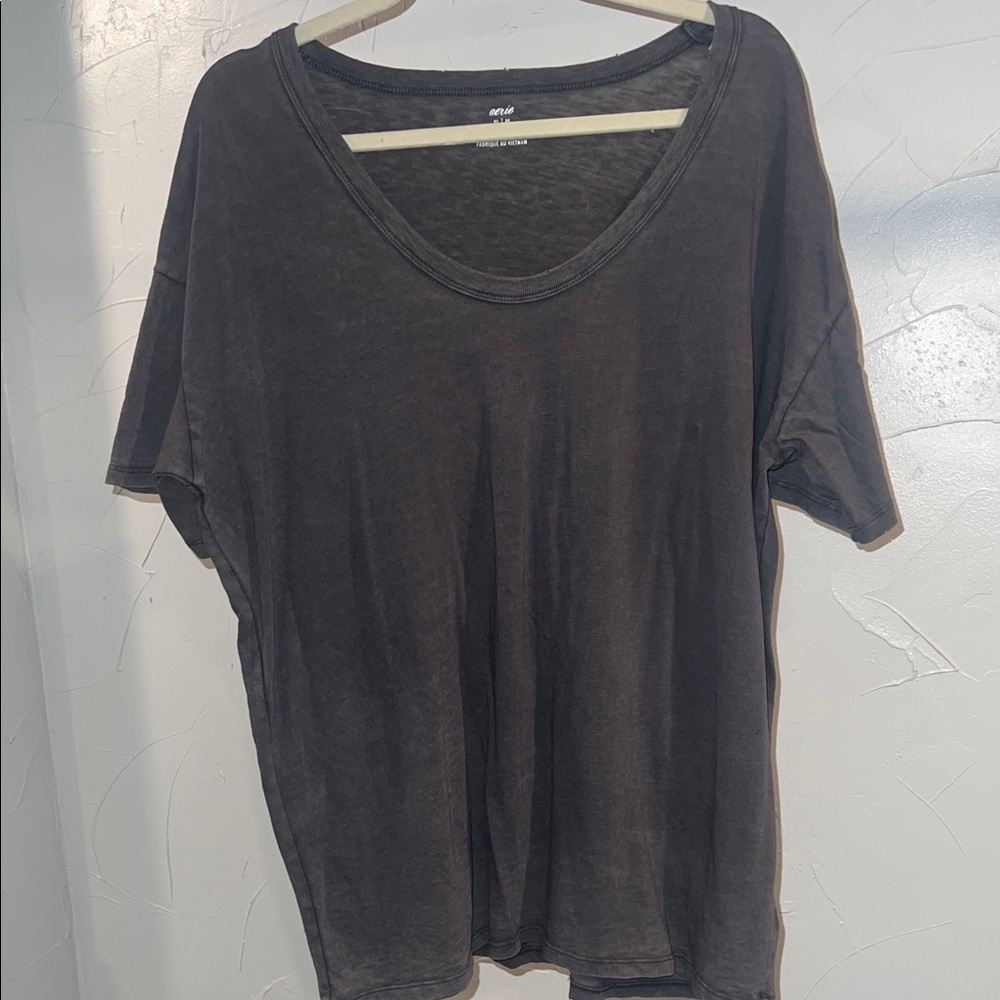 aerie- grey Short Sleeve oversized Scoop Neck Tee- medium